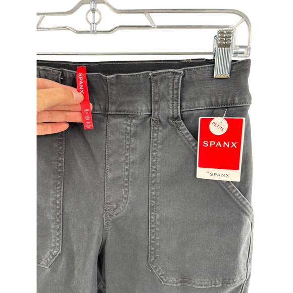 NWT SPANX The Perfect Pant Cargo Utility Pants Petite Charcoal Grey Size L - Picture 2 of 3
